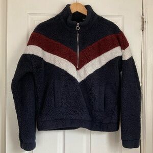 Chevron Teddy Sherpa Quarter Zip Jacket